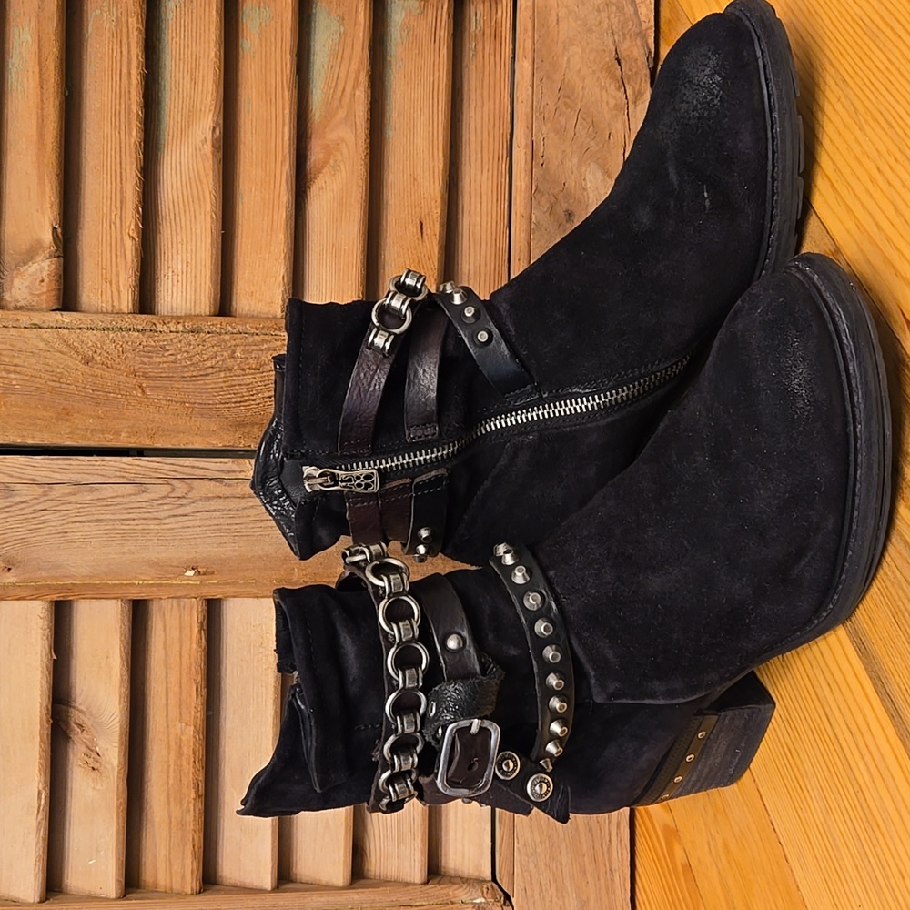 SALE!! A.S.98 CHESTER Black Sueded Leather Short Boots